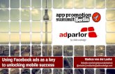 'Facebook app advertising' - Markus Von Der Luehe at App Promotion Summit Berlin