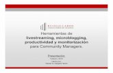 Herramientas de livestreaming, microblogging, productividad y monitorización para Community Managers