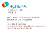 Geschäftsideen gesucht für den ACHEMA-Gründerpreis