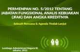 Permenpan No. 5/2012 TentangJabatan Fungsional Analis Kebijakan (JFAK) dan Angka Kreditnya: Sebuah Rencana dan Agenda Tindak Lanjut