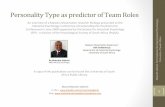 Personality type as predictor of team roles