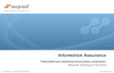 Tiedonhallinnan haasteista tietovuotojen estämiseen - Information Assurance - Microsoft Techdays 2010