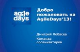 Вступление перед AgileDays 2013 (Москва)