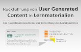 Rückführung von User Generated Content in Lernmaterialien: Ein Klassifikation zur Bewertung des Lernkontextes