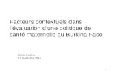 Facteurs contextuels dans l’évaluation d’une politique de santé maternelle au Burkina Faso