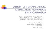 ABORTO TERAPEUTICO, DERECHOS HUMANOS EN NICARAGUA PARLAMENTO EUROPEO SALUD REPRODUCTIVA Oscar Flores Mejía Ginecólogo y Obstetra SONIGOB Abril 9, 2008.
