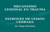 MECANISMO LESIONAL EN TRAUMA PATRONES DE LESIÓN CERRADA Dr. Hugo Ferreira.