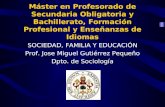 Máster en Profesorado de Secundaria Obligatoria y Bachillerato, Formación Profesional y Enseñanzas de Idiomas SOCIEDAD, FAMILIA Y EDUCACIÓN Prof. Jose.