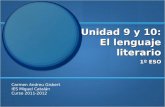 Unidad 9 y 10: El lenguaje literario 1º ESO Carmen Andreu Gisbert IES Miguel Catalán Curso 2011-2012.