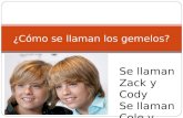 ¿Cómo se llaman los gemelos? Se llaman Zack y Cody Se llaman Cole y Dylan.