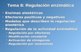 Tema 8: Regulación enzimática Enzimas alostéricas Enzimas alostéricas Efectores positivos y negativos Efectores positivos y negativos Modelos que describen.