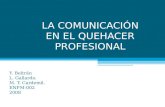 LA COMUNICACIÓN EN EL QUEHACER PROFESIONAL Y. Beltrán L. Gallardo. M. T. Cardemil. ENFM-002 2008.