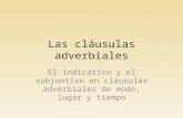 Las cláusulas adverbiales El indicativo y el subjuntivo en cláusulas adverbiales de modo, lugar y tiempo.
