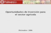 Diciembre 2006 Oportunidades de Inversión para el sector agrícola.