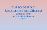 CURSO DE P.D.C. ÀREA SOCIO-LINGÜÍSTICA CURSO 2013/14 I.E.S.Dr. Lluis Simarro Xativa.