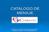 CATALOGO DE MENAJE COFRYTEC – SERVICIO TECNICO DE HOSTELERIA Teléfono 91.613.60.78 - comercial@cofrytec.com.