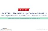 Acrysil Ltd (BSE Code  524091) - Katalyst Wealth's Alpha Reco for Sep'11