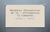 Mandatos Afirmativos de Tú – Affirmative Tú Commands Español 2 - Honores.