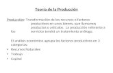 Teoría de la Producción Producción: Transformación de los recursos o factores productivos en unos bienes, que llamamos productos o artículos. La producción.