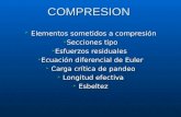 COMPRESION Elementos sometidos a compresión Elementos sometidos a compresión Secciones tipo Secciones tipo Esfuerzos residuales Esfuerzos residuales Ecuación.