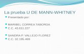 La prueba U DE MANN-WHITNEY Presentado por: MARIBEL CORREA TABORDA C.C. 43.611.227 SANDRA P. VALLEJO FLOREZ C.C. 32.195.469.