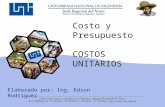 Costo y Presupuesto COSTOS UNITARIOS Elaborado por: Ing. Edson Rodriguez.