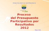 Proceso del Presupuesto Participativo por Resultados 2012 Mayo, 2011 MUNICIPALIDAD DE INDEPENDENCIA.