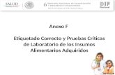 Anexo F Etiquetado Correcto y Pruebas Críticas de Laboratorio de los Insumos Alimentarios Adquiridos.