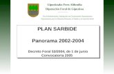 PLAN SARBIDE Panorama 2002-2004 Decreto Foral 53/2004, de 1 de junio Convocatoria 2005 PLAN SARBIDE Panorama 2002-2004 Decreto Foral 53/2004, de 1 de junio.