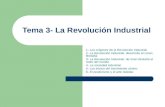 Tema 3- La Revolución Industrial 1- Los orígenes de la Revolución Industrial 2- La Revolución Industrial: desarrollo en Gran Bretaña 3- La Revolución Industrial: