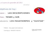 Martes, el cuatro de septiembre del 2012 (dos mil doce) Los objetivos de hoy:- - Repaso : LAS DESCRIPCIONES - Verbos :TENER y SER -Vocabulario : LOS PASATIEMPOS.