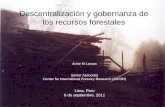 Descentralización y gobernanza de los recursos forestales Anne M Larson Senior Associate Center for International Forestry Research (CIFOR) Lima, Peru.