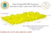 Hybrid OpenMP-MPI Turbulent Boundary +Layer Code Over 32k Cores