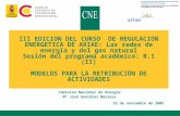 III EDICION DEL CURSO DE REGULACION ENERGETICA DE ARIAE: Las redes de energía y del gas natural Sesión del programa académico: B.1 (II) MODELOS PARA LA.