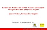 Estado de Avance de Metas Plan de Desarrollo Bogotá Positiva para vivir mejor Sector Cultura, Recreación y Deporte Bogotá D.C., 15 de septiembre de 2010.