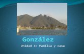 Unidad 3: Familia y casa. ¿Cómo es la familia González? Hay cuatro personas en la familia González. Los padres se llaman Irene y Victor. Los hijos se.