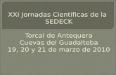 XXI Jornadas Científicas de la SEDECK Torcal de Antequera Cuevas del Guadalteba 19, 20 y 21 de marzo de 2010.