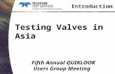 Fifth Annual QUIKLOOK Users Group Meeting Introduction Testing Valves in Asia.