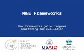 M&E Frameworks How frameworks guide program monitoring and evaluation.