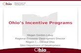 Ohio’s Incentive Programs Megan Gordon-Lakey Regional Economic Development Director Region 1 – Central Ohio Ohio Department of Development.