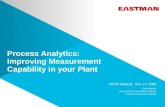 Process Analytics: Improving Measurement Capability in your Plant AIChE Meeting: Nov. 17, 2009 Steve Wright Process & Environmental Analytics Eastman Chemical.
