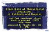Comparison of Obsevational Conditions at Maidanak and Nyukasa Toshifumi Yanagisawa （柳沢俊史） Hirohisa Kurosaki （黒崎裕久） JAXA, Japan presented by Takashi Ito.