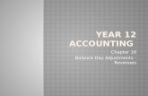 Chapter 16 Balance Day Adjustments - Revenues.  Balance day adjustments are made to ensure that revenue accounts show revenues earned and expense accounts.