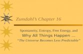 Zumdahl’s Chapter 16 Spontaneity, Entropy, Free Energy, and Why All Things Happen … “The Universe Becomes Less Predictable”