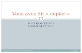 POUR QUOI FAIRE ? COMMENT FAIRE ? Vous avez dit « copier » 16/11/2013 IEN Maitrise de la langue Seine et Marne, A Artigas.