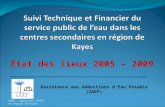 Etat des lieux 2005 – 2009 Assistance aux Adductions dEau Potable (2AEP) 2AEP : Opérateur STEFI en région de Kayes.