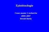 Epistémologie Cours master 2 recherche 2006-2007 Benoît Bardy.