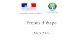 Propos détape Mars 2009 Ministère des Affaires Etrangères.