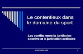 JC LAPOUBLE 20041 Le contentieux dans le domaine du sport Les conflits entre la juridiction sportive et la juridiction ordinaire.