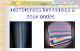 Interférences lumineuses à deux ondes Définition : Deux ondes lumineuses interfèrent si lintensité de londe résultant de leur superposition en un point.